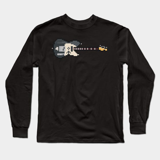 Pixel 1952 Black Pearl Guitar Long Sleeve T-Shirt by gkillerb